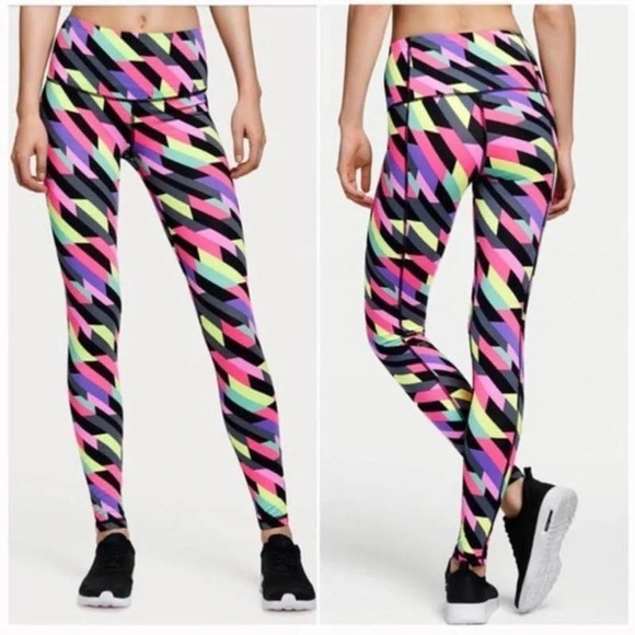 Victorias Secret Sport knockout Tight Leggings Size S Multicolor Neon 6718 - Picture 1 of 8